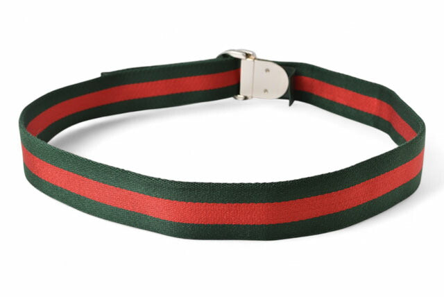 Gucci Belt 189812 Green/Red Silver Buckle