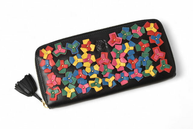 Loewe Lambskin Long Wallet Black Multicolor