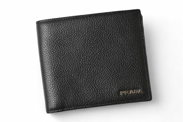 Prada Embossed Leather Wallet Black/Gray