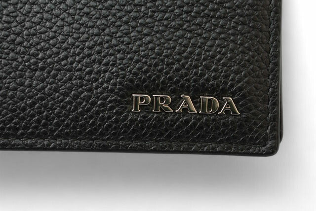 Prada Embossed Leather Wallet Black/Gray