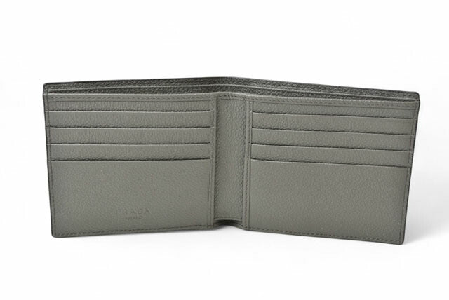 Prada Embossed Leather Wallet Black/Gray