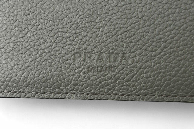 Prada Embossed Leather Wallet Black/Gray