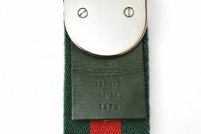 Gucci Belt 85/34 Green Red Silver Buckle