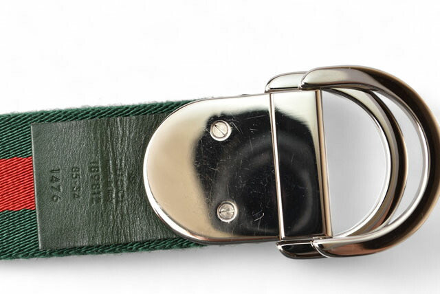 Gucci Belt 85/34 Green Red Silver Buckle