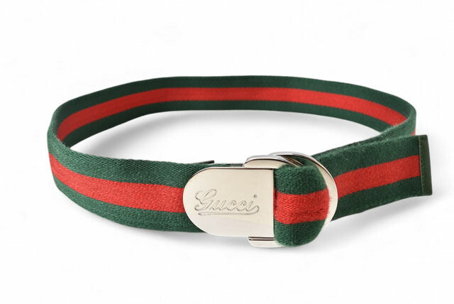 Gucci Belt 85/34 Green Red Silver Buckle