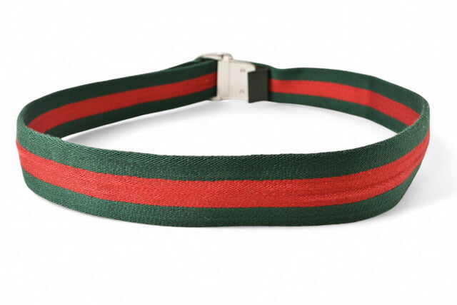 Gucci Belt 85/34 Green Red Silver Buckle