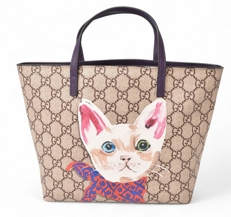 Gucci Kids Tote Bag Purple Cat