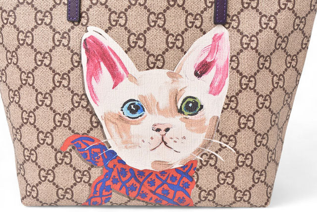 Gucci Kids Tote Bag Purple Cat