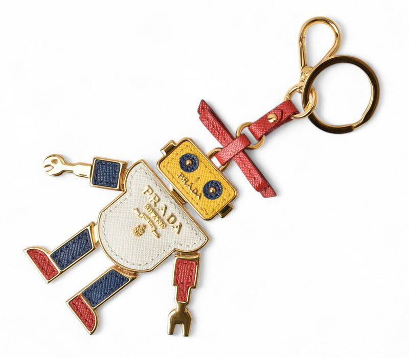 Prada Leather Metal Keyring Keychain 1TL136