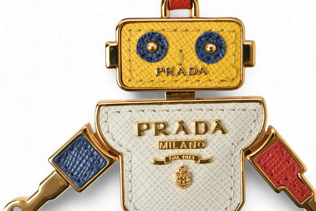 Prada Leather Metal Keyring Keychain 1TL136