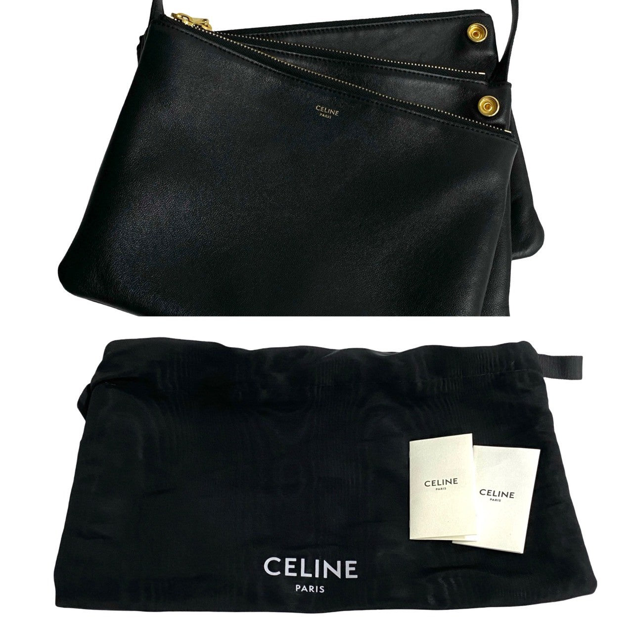 Celine Trio Leather Mini Shoulder Bag Black