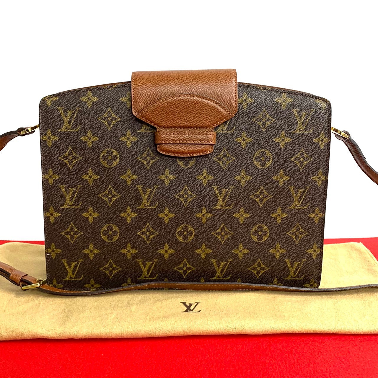 Louis Vuitton Monogram Leather Shoulder Bag Brown