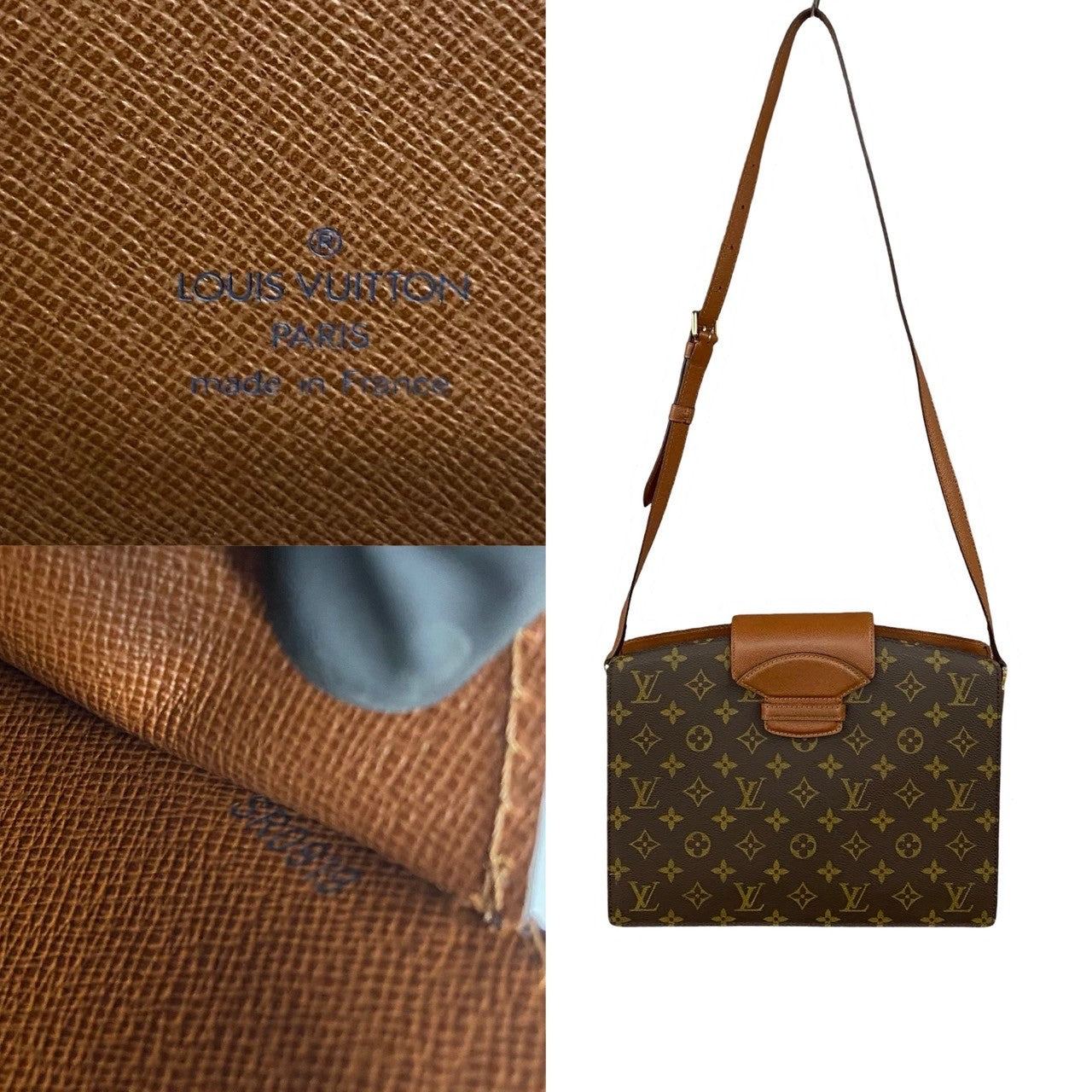 Louis Vuitton Monogram Leather Shoulder Bag Brown