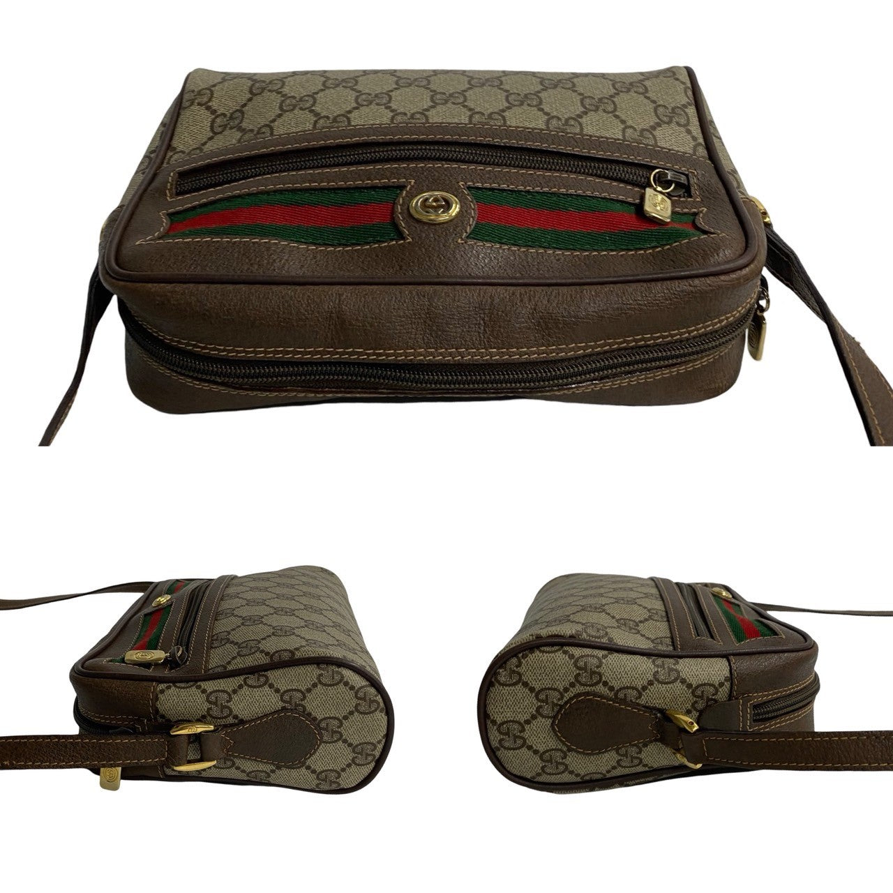 Gucci Vintage Leather Shoulder Bag Brown