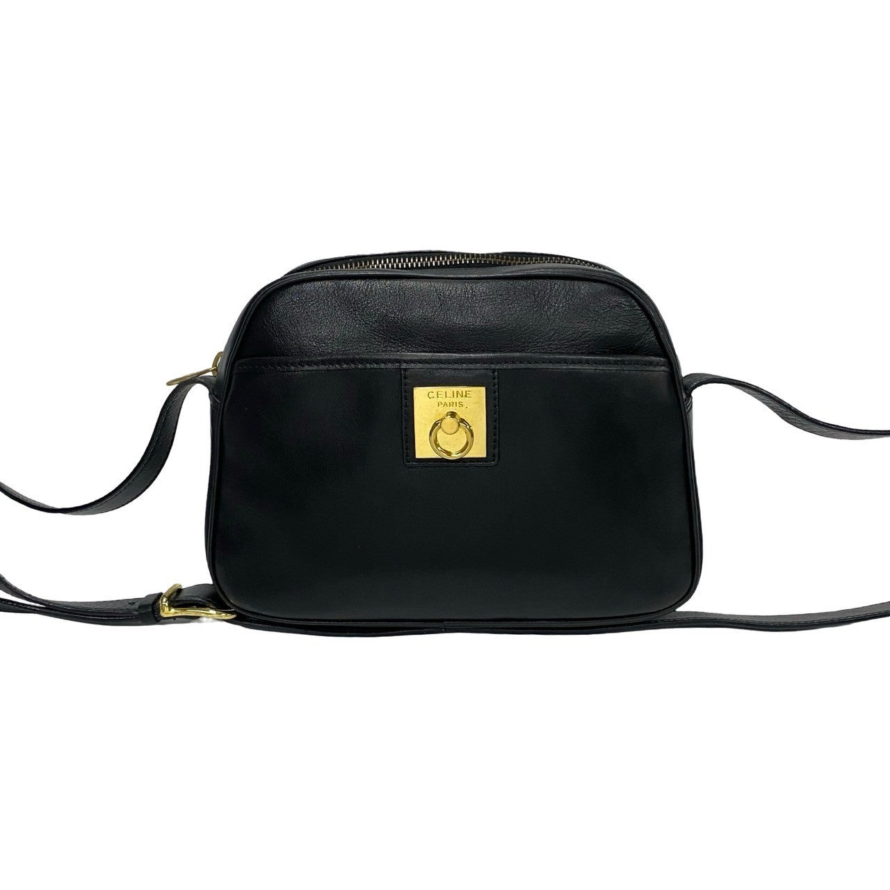 Celine Leather Shoulder Bag Black