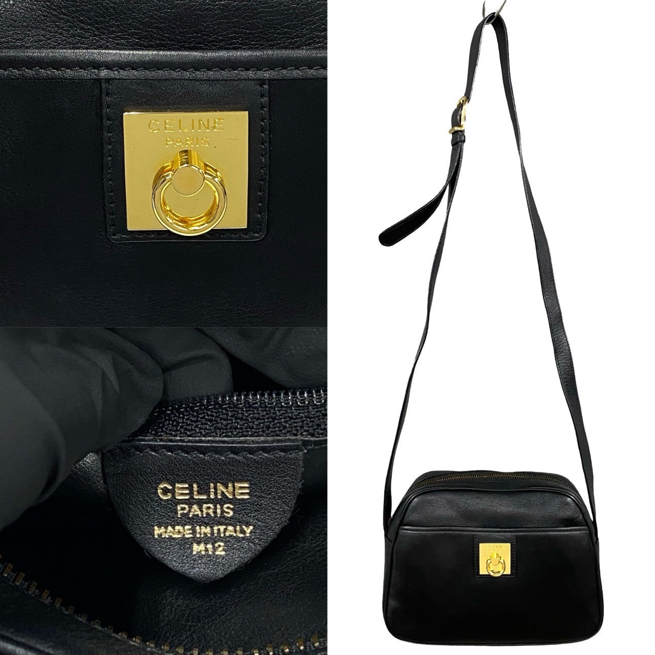 Celine Leather Shoulder Bag Black