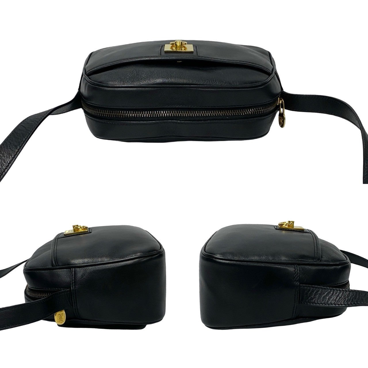 Celine Leather Shoulder Bag Black