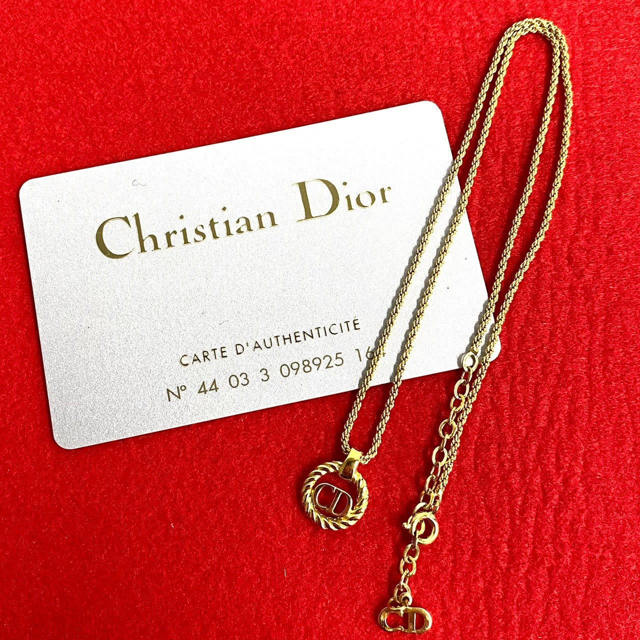 Christian Dior Vintage Logo Necklace Gold