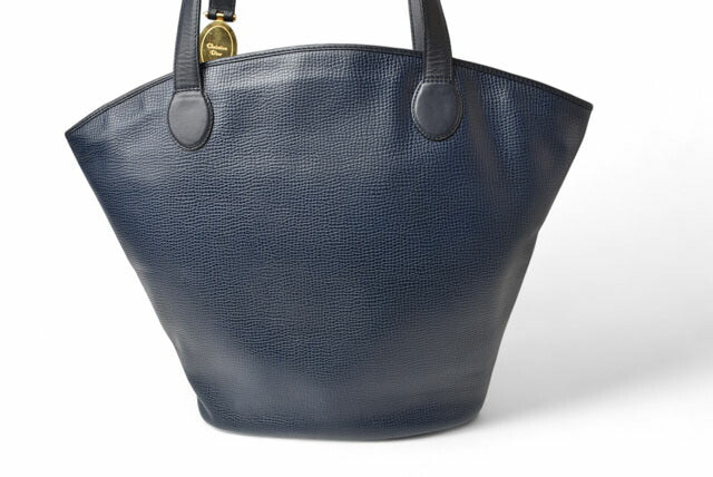 Christian Dior Vintage Leather Tote Bag Navy