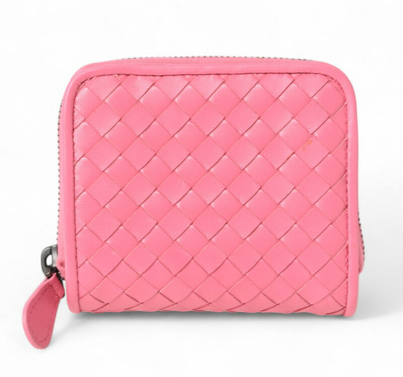 Bottega Veneta Leather Bifold Wallet Pink