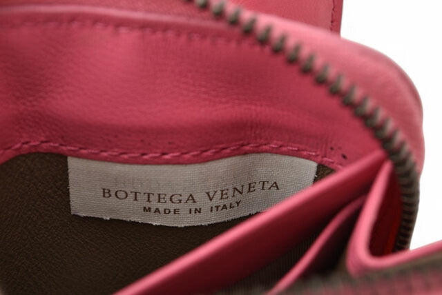 Bottega Veneta Leather Bifold Wallet Pink