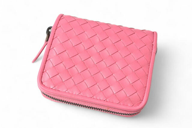 Bottega Veneta Leather Bifold Wallet Pink