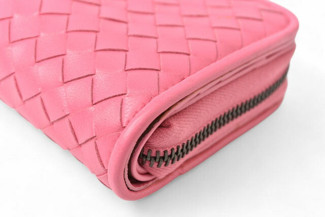 Bottega Veneta Leather Bifold Wallet Pink