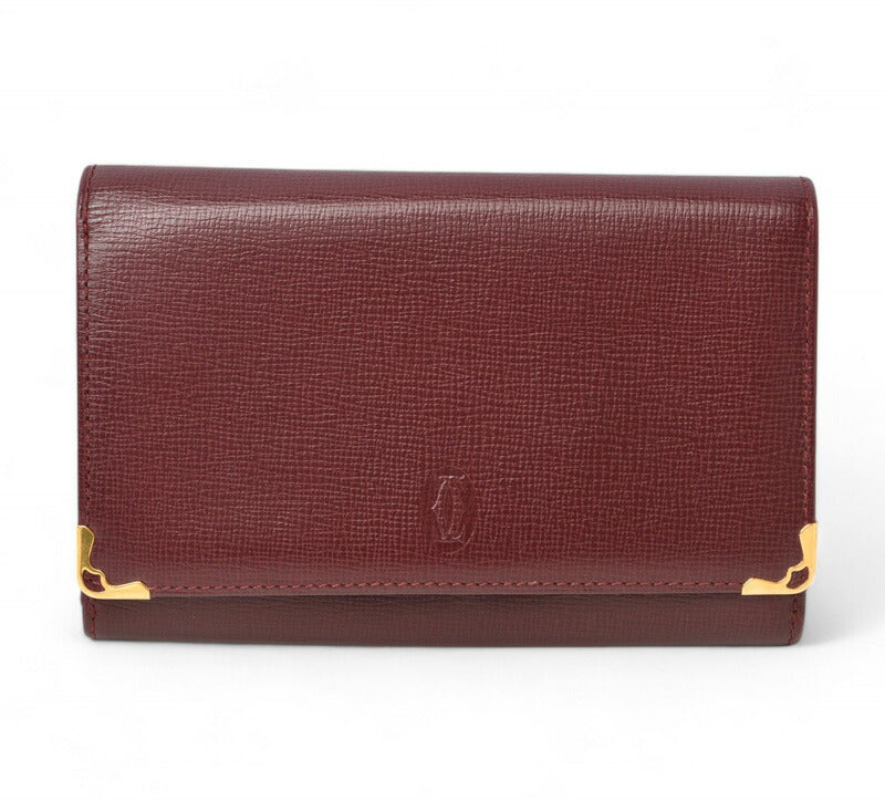 Cartier Vintage Leather Bifold Wallet Bordeaux