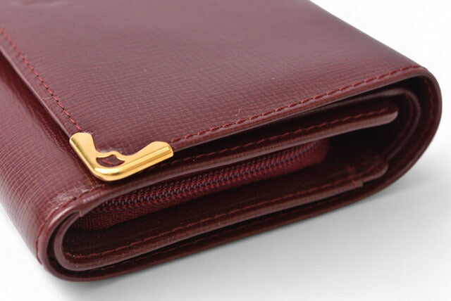 Cartier Vintage Leather Bifold Wallet Bordeaux