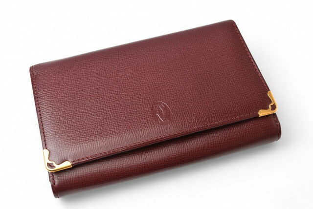 Cartier Vintage Leather Bifold Wallet Bordeaux