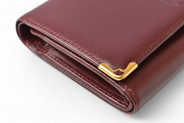 Cartier Vintage Leather Bifold Wallet Bordeaux