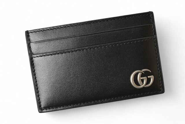 Gucci Leather Card Case GG Marmont Black