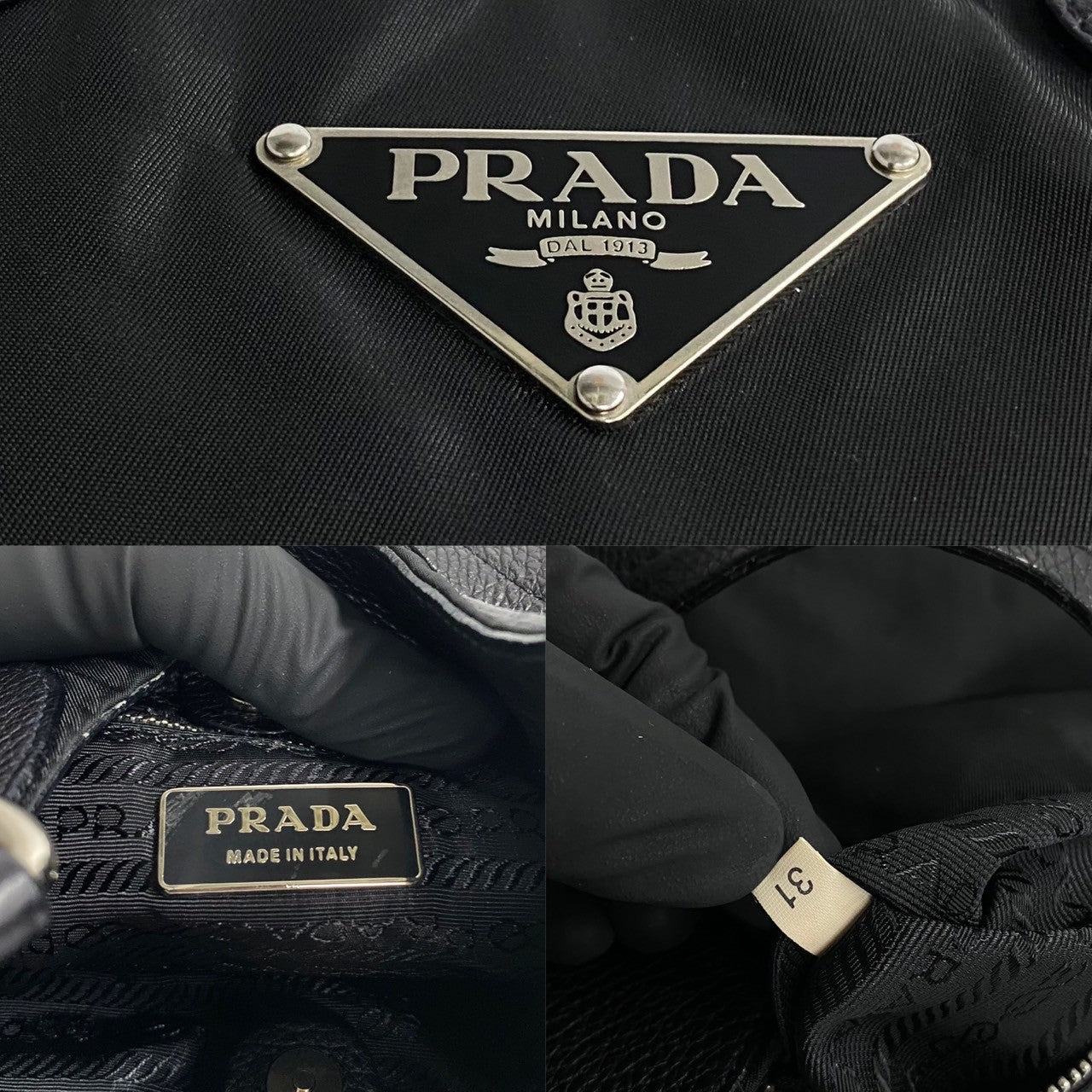 Prada Nylon Leather Handbag Black