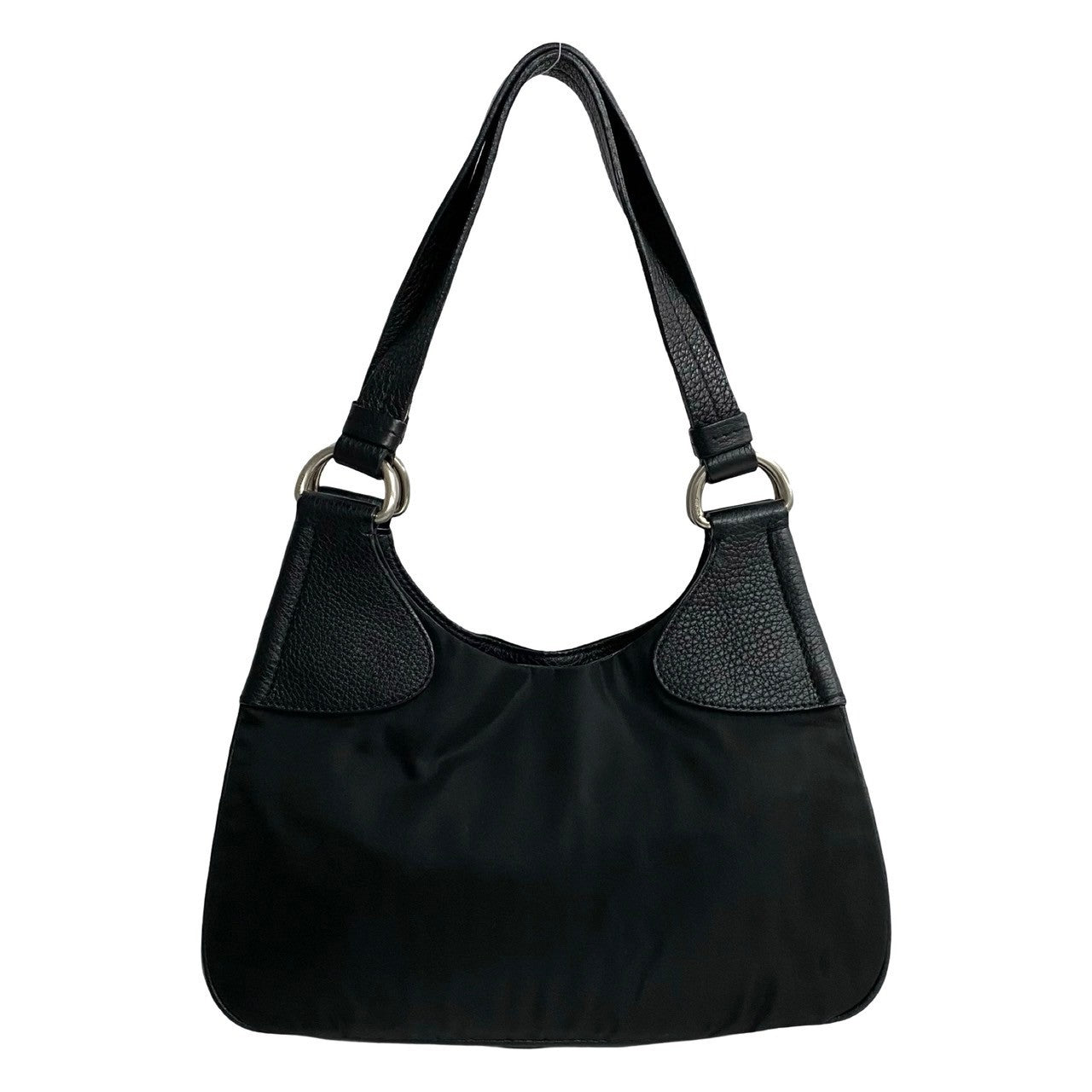 Prada Nylon Leather Handbag Black