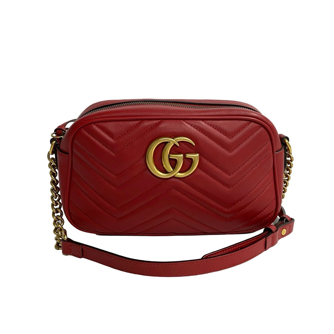 Gucci GG Marmont Leather Mini Shoulder Bag Red