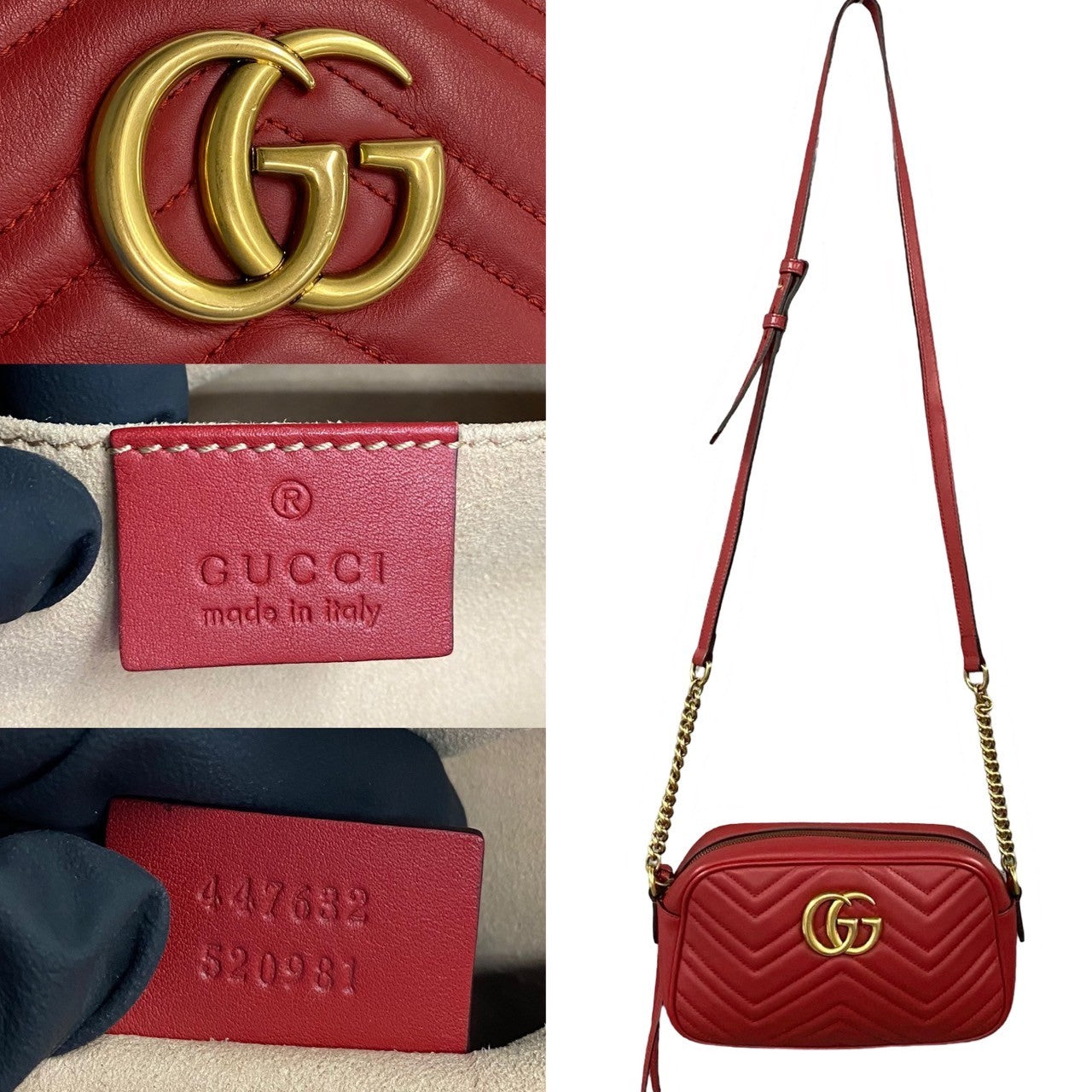 Gucci GG Marmont Leather Mini Shoulder Bag Red