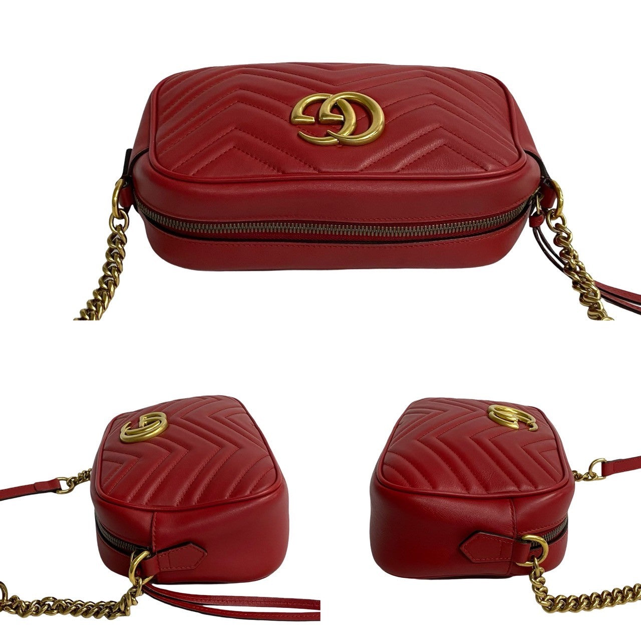 Gucci GG Marmont Leather Mini Shoulder Bag Red