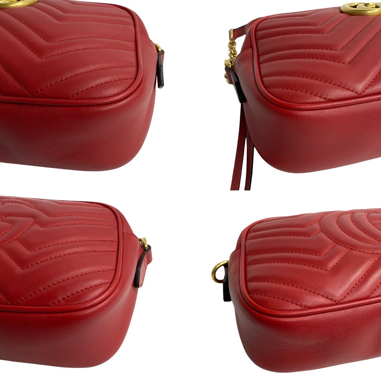 Gucci GG Marmont Leather Mini Shoulder Bag Red