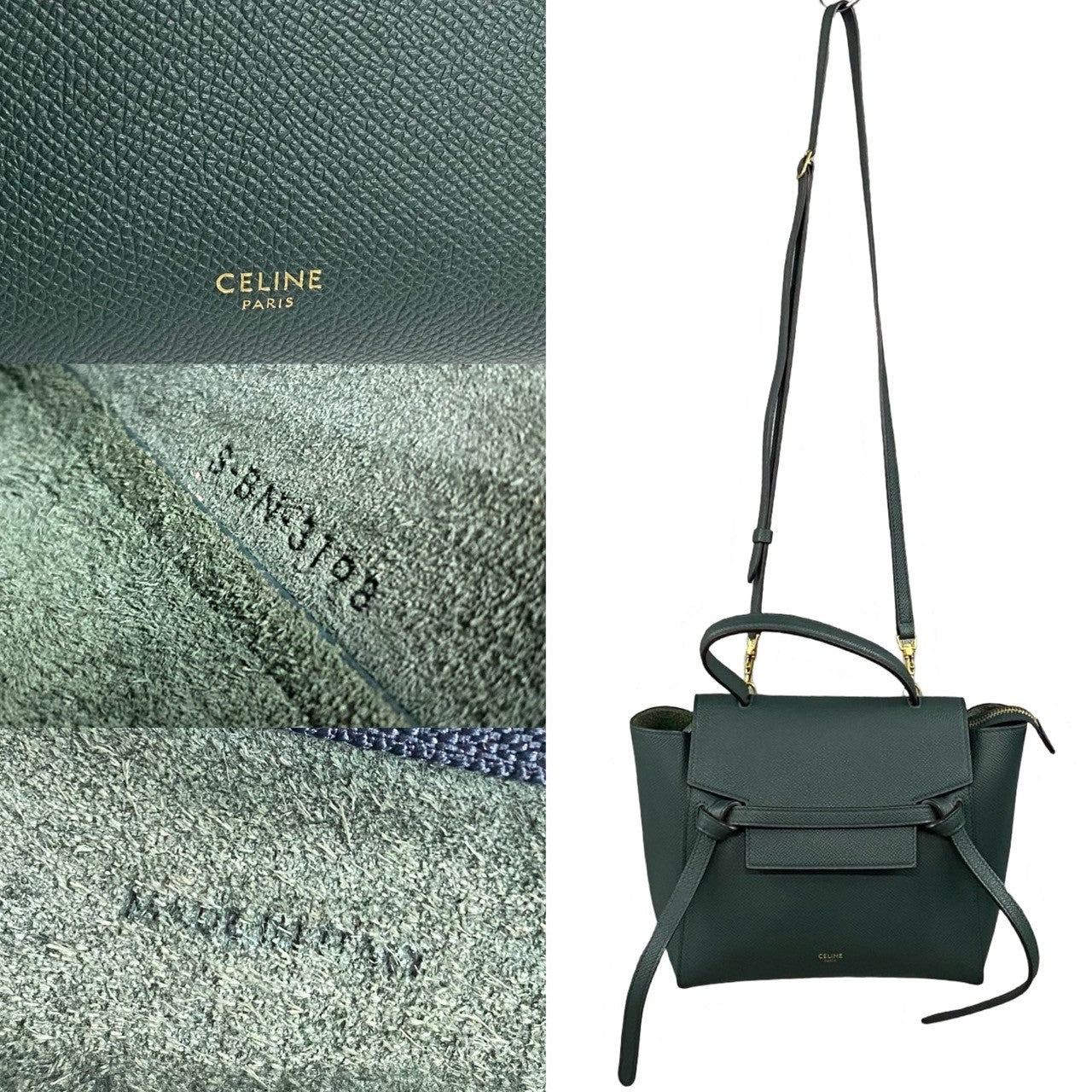 Celine Leather Belt Bag Nano Green