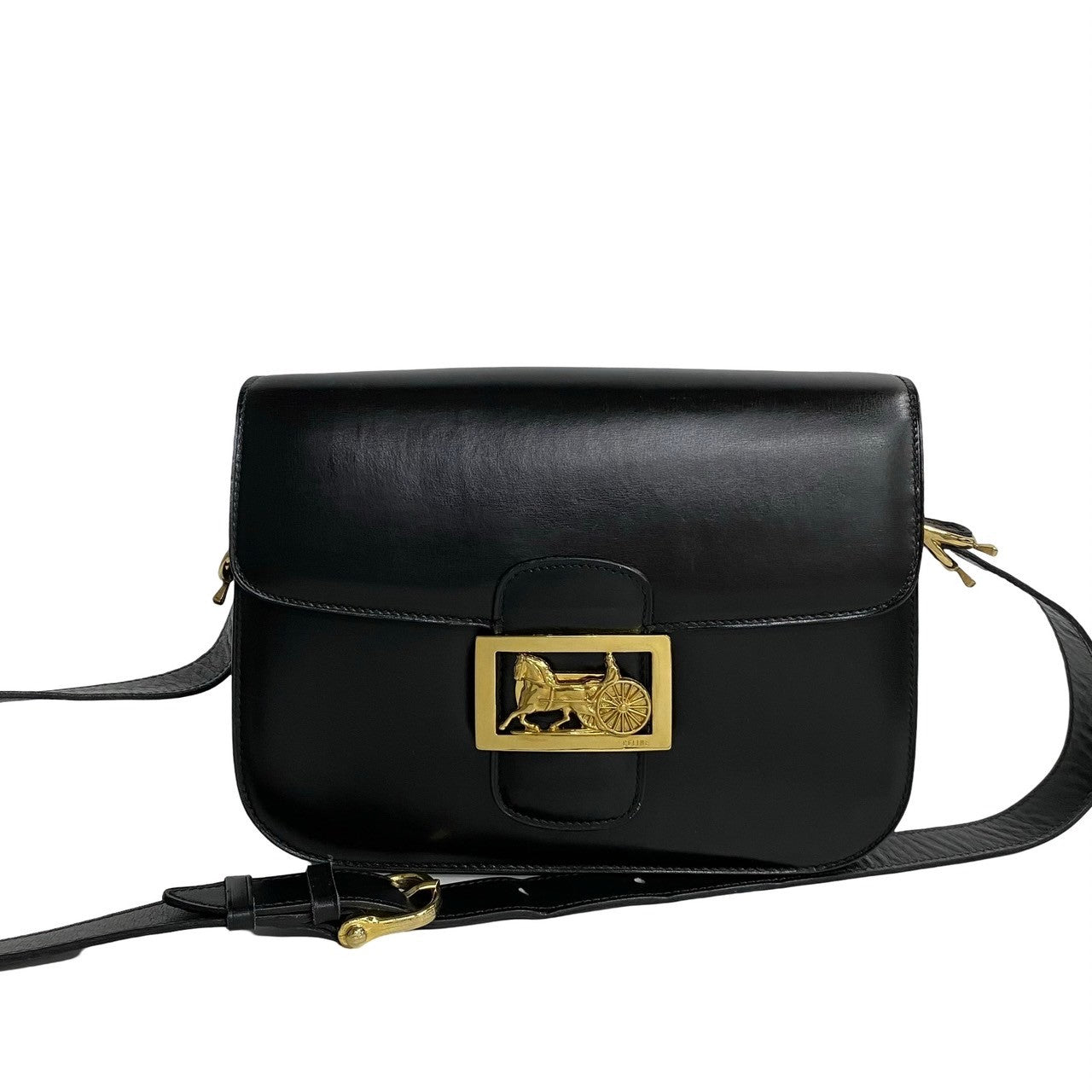 Celine Leather Shoulder Bag Black