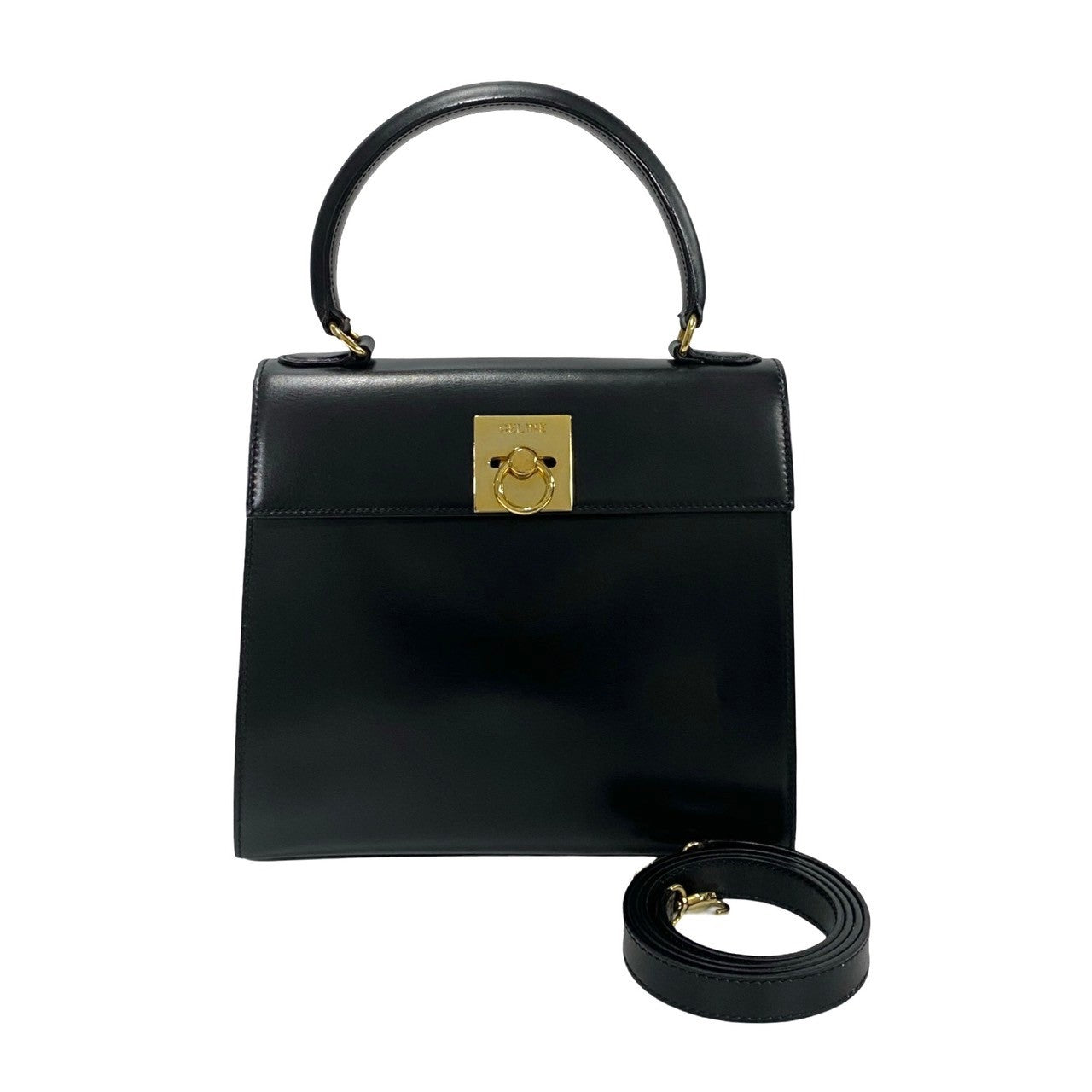 Celine Leather 2way Shoulder Handbag Black