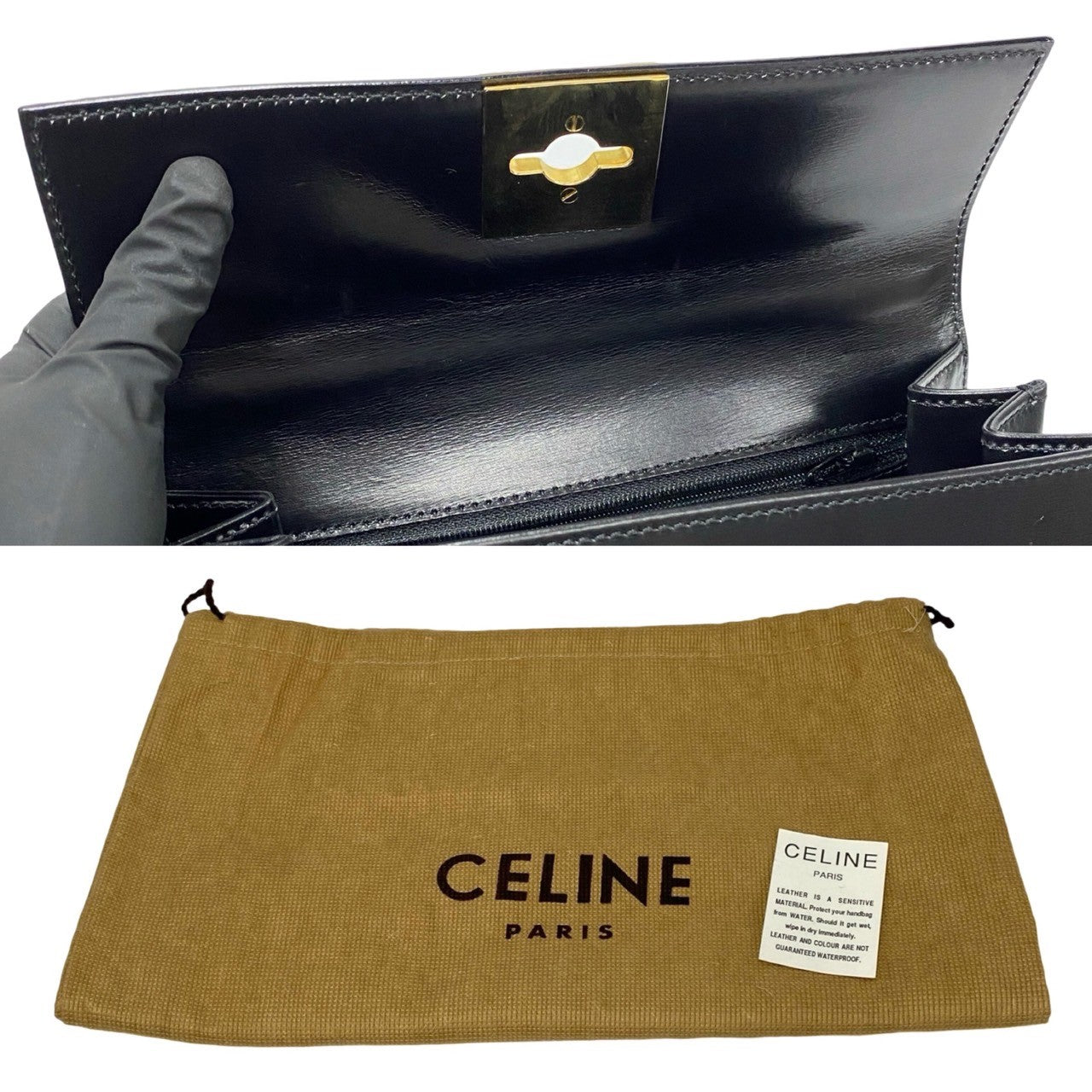 Celine Leather 2way Shoulder Handbag Black