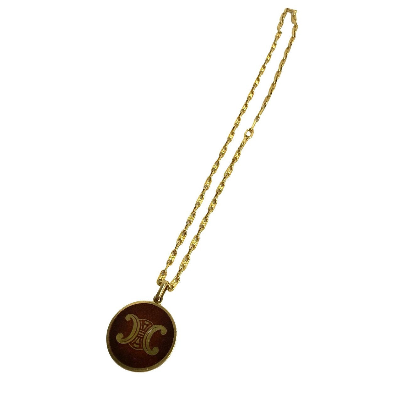 Celine Vintage Blazon Triomphe Logo Chain Necklace