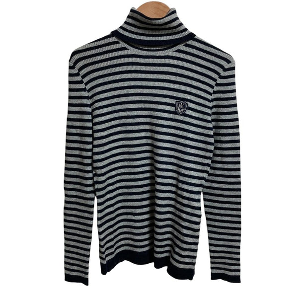 CARA O CRUZ Border Knit Turtleneck Top