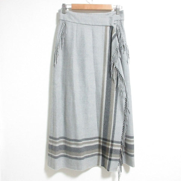ebure Fringe Wool Long Skirt