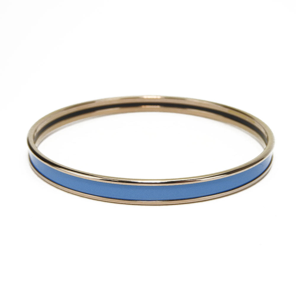 Hermes Metal Enamel Gold Blue Bracelet