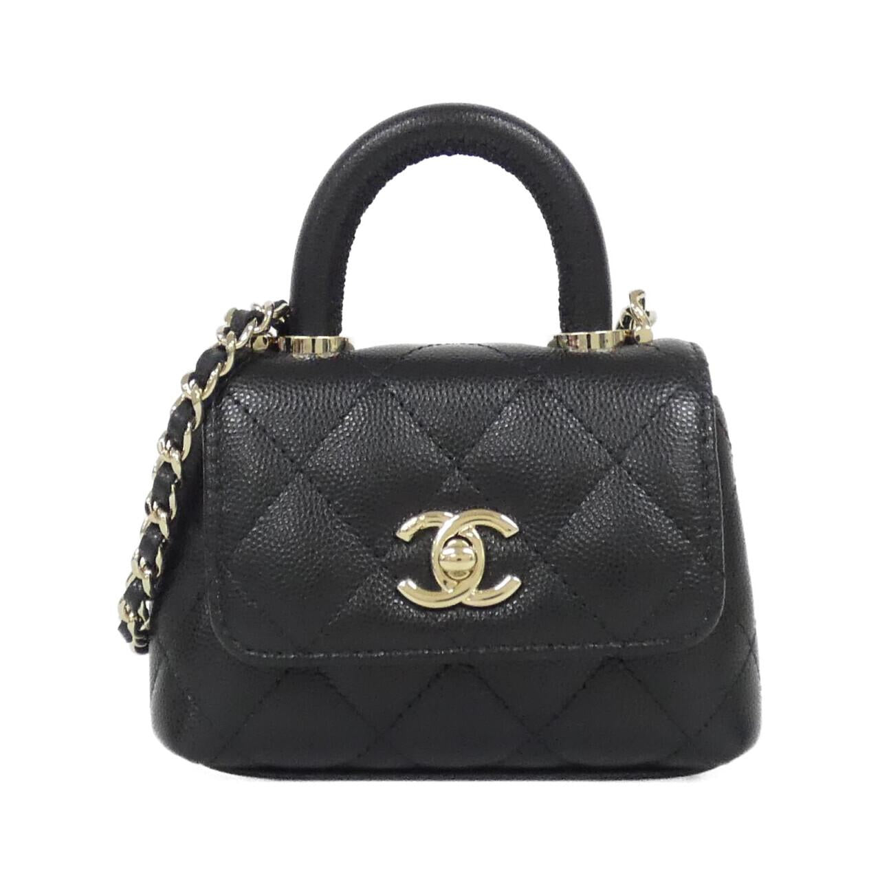 Chanel Coco Handle Caviar Skin Chain Clutch