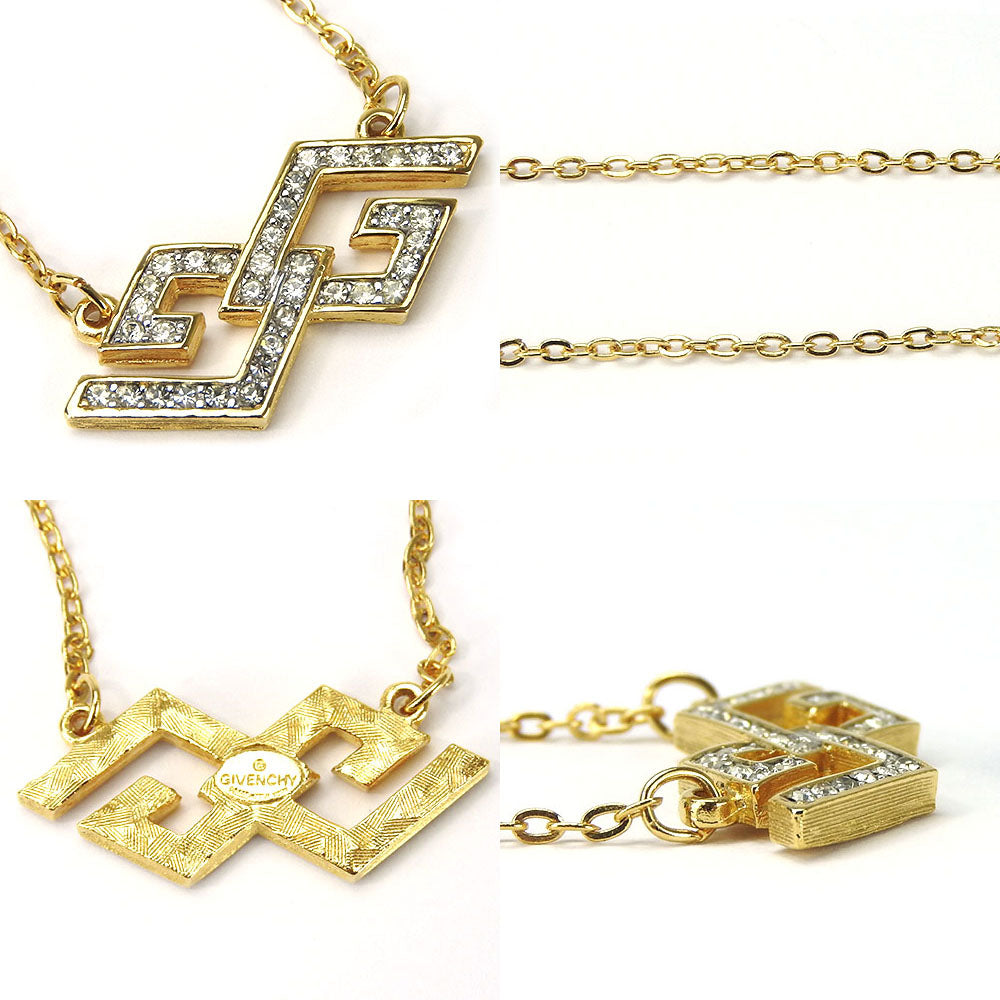 Givenchy Rhinestone Metal Necklace Gold