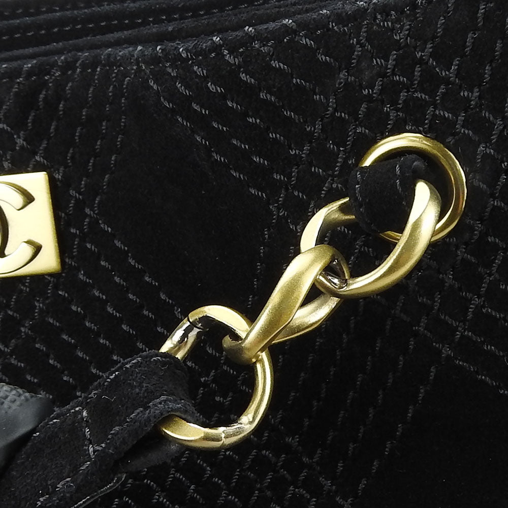 Chanel Suede Tote Bag Black Coco Mark