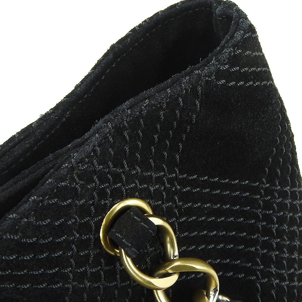 Chanel Suede Tote Bag Black Coco Mark